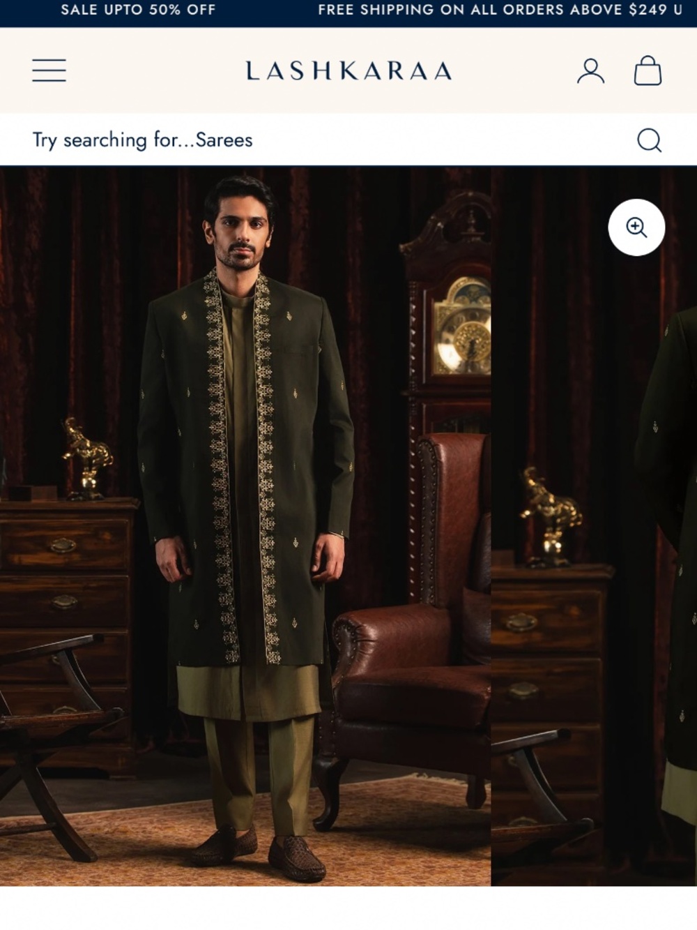 Green Embroidered Sherwani Set